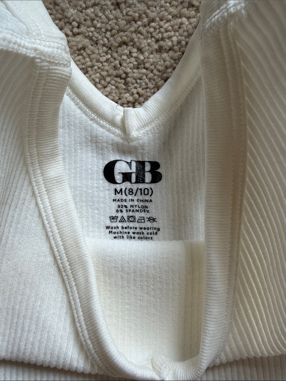 NWT GB Ribbed V-Neck Cropped Tank - Ivory - Picture 2 of 4